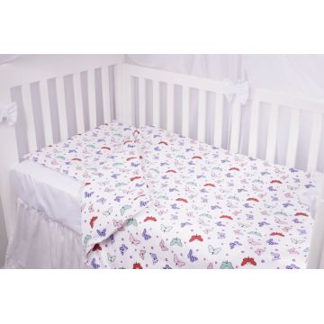 Lenjerie 6 piese patut 120x60 cm bumbac model fluturasi multicolori
