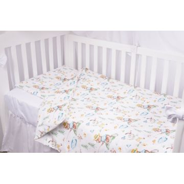 Lenjerie 6 piese patut 120x60 cm bumbac model iepurasi galbeni