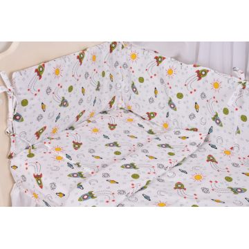 Lenjerie 6 piese patut 120x60 cm bumbac model Rachete