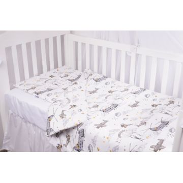 Lenjerie 6 piese patut 120x60 cm bumbac model soldatei gri