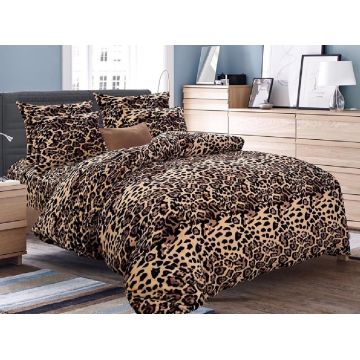 Lenjerie cu elastic 180x200 cm, Leopard 6 Piese (Cocolino)