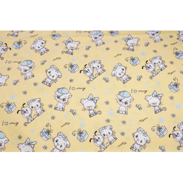 Lenjerie patut cu 3 piese 120x60 cm din bumbac model Pisicute