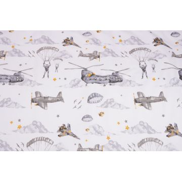 Lenjerie patut cu 3 piese 120x60 cm din bumbac model Soldatei gri