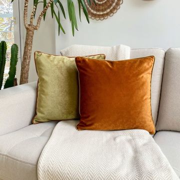Set fete de perna, Oliveco Pillow Set Cover, Polipropilena, Cupru / Verde / Măslin Set fete de perna, Oliveco Pillow Set Cover, Polipropilena, Cupru / Verde / Măslin