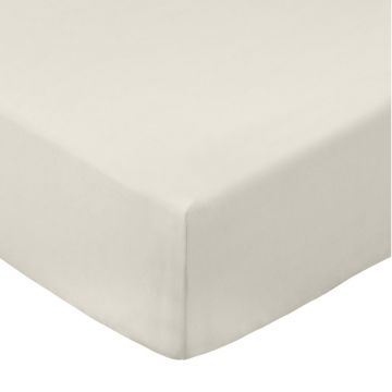 Cearceaf bej din bumbac percal cu elastic 185x200 cm Cotton Percale – Bianca