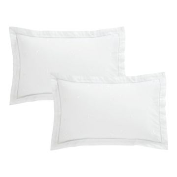 Față de pernă din bumbac 50x75 cm Lottie Floral Embroidery – Bianca