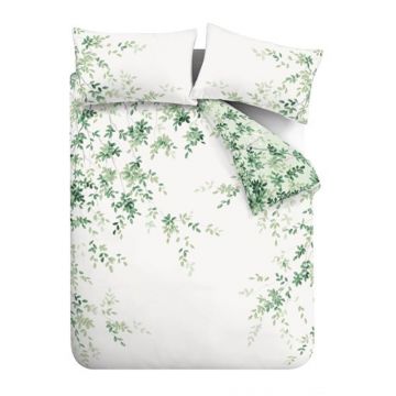 Lenjerie de pat albă-verde din bumbac pentru pat de o persoană 135x200 cm Scenic Leaves – RHS