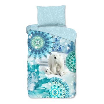 Lenjerie de pat albastră din flanelă pentru pat de o persoană 140x200 cm Seppo – HIP
