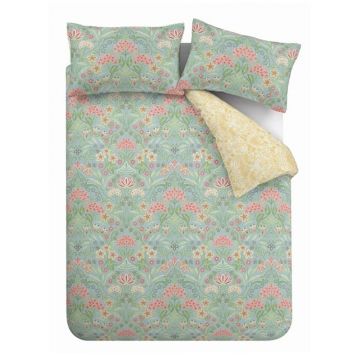 Lenjerie de pat galbenă-verde din bumbac pentru pat dublu/extinsă 230x220 cm Art Deco Hydrangea – RHS