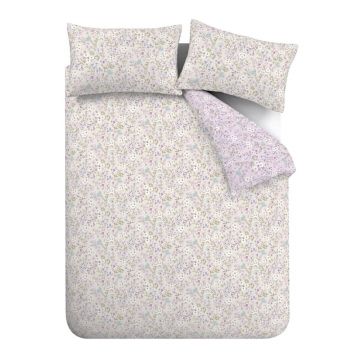 Lenjerie de pat mov lavandă-bej din bumbac pentru pat de o persoană 135x200 cm Ditsy Floral – Bianca
