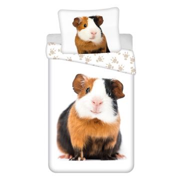 Lenjerie de pat pentru copii albă din bumbac pentru pat de o persoană 140x200 cm Guinea Pig – Jerry Fabrics