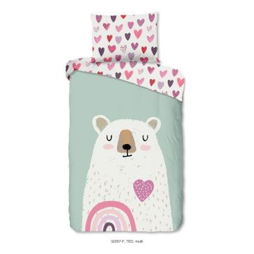Lenjerie de pat pentru copii din flanelă pentru pat de o persoană 140x200 cm Ted – Good Morning