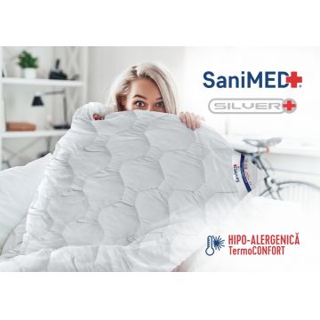 Pilota Alcam, SaniMed® 180x200 cm, microfibra matlasata hipoalergenica, 250g/mp umplutura cu tratament SILVERPLUS®