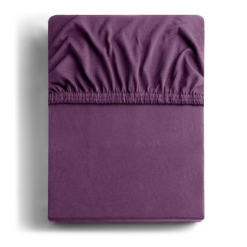 Cearceaf mov din jerseu cu elastic 220x200 cm Amber – Restilo