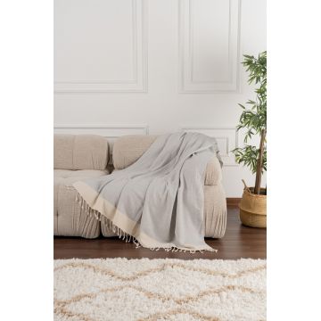 Cuvertura de pat, Baliksirti - Grey, PestemalLand, 90% bumbac / 10% poliester