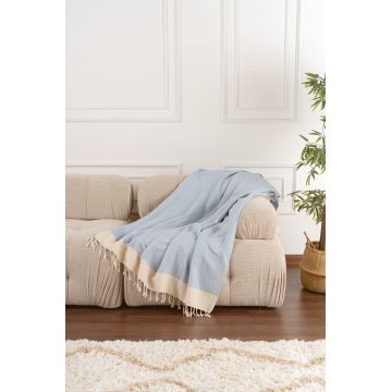 Cuvertura de pat, Baliksirti - Light Blue, PestemalLand, 90% bumbac / 10% poliester