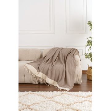 Cuvertura de pat, Baliksirti - Light Brown, PestemalLand, 90% bumbac / 10% poliester
