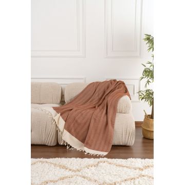 Cuvertura de pat, Baliksirti - Tile Red, PestemalLand, 90% bumbac / 10% poliester