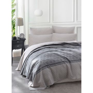 Cuvertura matlasata dubla, Creative - Grey, EnLora Home, Bumbac