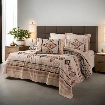 Cuvertura matlasata dubla, Felix - Tile Red, Cotton Box, 50% bumbac / 50% poliester