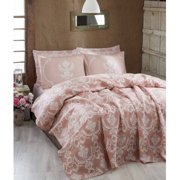 Cuvertura matlasata dubla, Pure - Powder, EnLora Home, Bumbac
