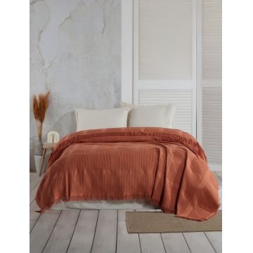 Cuvertura matlasata dubla, Sirius - Tile Red, Şaheser, Bumbac