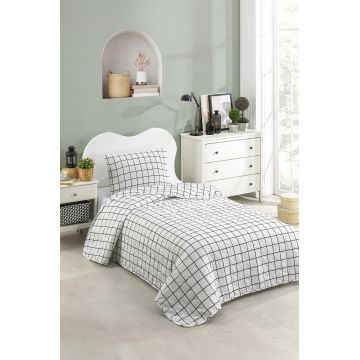 Cuvertura Single 155x200 cm, Artus - Black, Eponj Home, 65% bumbac/35% poliester