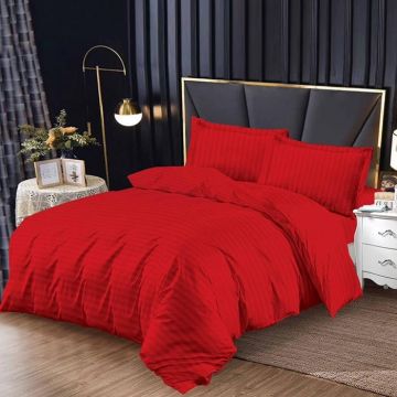 Lenjerie Damasc cu elastic 180x200 Bright V2 Rosu (Finet)
