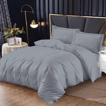 Lenjerie Damasc cu elastic 180x200 Bright V3 Gri (Finet)