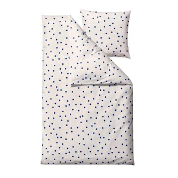 Lenjerie de pat albastră-crem din bumbac satinat pentru pat de o persoană 140x200 cm Solaris – Södahl