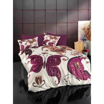 Lenjerie de pat dubla 3 piese, 485, Pearl Home, Poliester Satinat