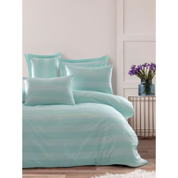 Lenjerie de pat dubla 3 piese, Max Yollu Saten - Mint, EnLora Home, 70% bumbac/30% poliester Lenjerie de pat dubla 3 piese, Max Yollu Saten - Mint, EnLora Home, 70% bumbac/30% poliester