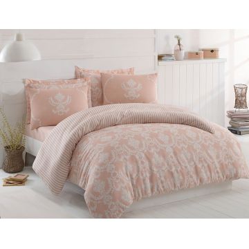 Lenjerie de pat dubla 3 piese, Pure - Powder, EnLora Home, 65% bumbac/35% poliester