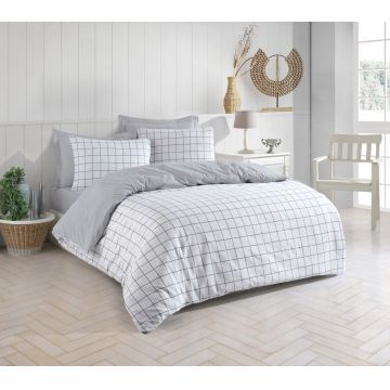 Lenjerie de pat dubla, Artus - Grey, Eponj Home, 65% bumbac/35% poliester