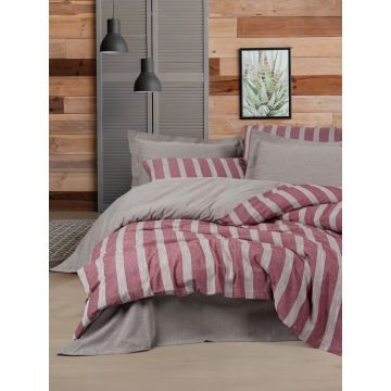 Lenjerie de pat dubla, Bande - Claret Red, Cotton Box, 50% bumbac / 50% poliester