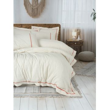 Lenjerie de pat dubla, Banded - Orange, Cotton Box, 85% bumbac / 15% in