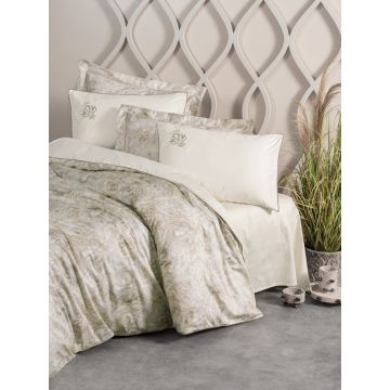 Lenjerie de pat dubla, Beatrix - Beige, Cotton Box, Bumbac Satinat