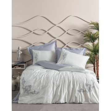 Lenjerie de pat dubla, Biana - Grey, Cotton Box, Bumbac Satinat