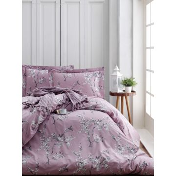Lenjerie de pat dubla, Chicory - Pink, Türkiz, Bumbac Ranforce