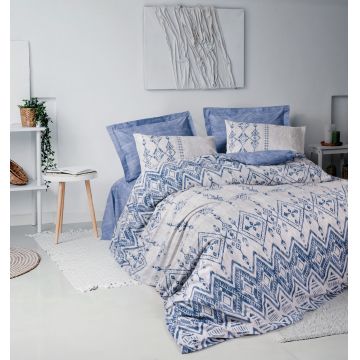 Lenjerie de pat dubla, Cleo - Blue, Cotton Box, Bumbac Ranforce