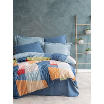 Lenjerie de pat dubla, Cosy - Blue, Cotton Box, Bumbac Ranforce