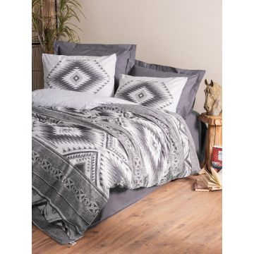 Lenjerie de pat dubla, Delos - Anthracite, Cotton Box, Bumbac Ranforce