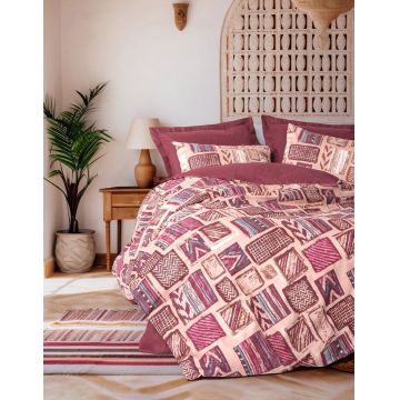 Lenjerie de pat dubla, Estilıo - Claret Red, Cotton Box, Bumbac Ranforce