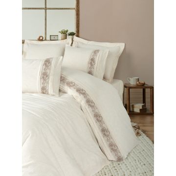 Lenjerie de pat dubla, Floro, Cotton Box, 85% bumbac / 15% in