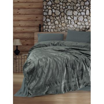 Lenjerie de pat dubla, Flossy - Grey, Cotton Box, Policoton
