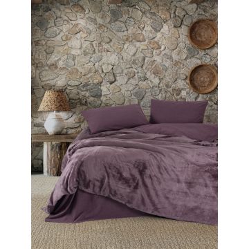 Lenjerie de pat dubla, Flossy - Plum, Cotton Box, Policoton