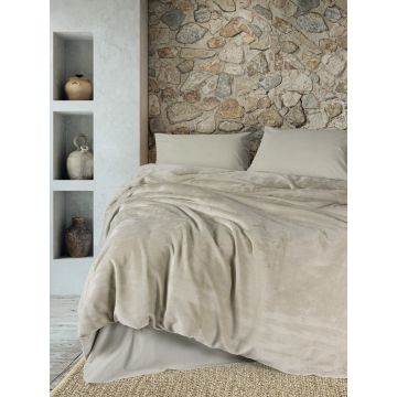 Lenjerie de pat dubla, Flossy - Stone, Cotton Box, Policoton
