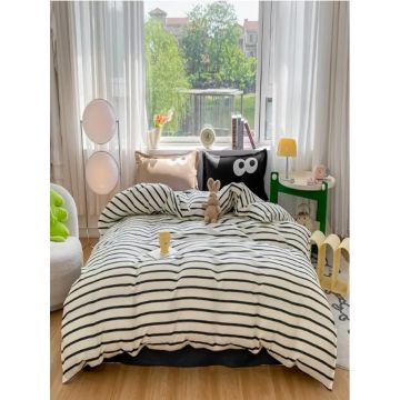 Lenjerie de pat dubla, Funny - Black, Brown, Eponj Home, 65% bumbac/35% poliester