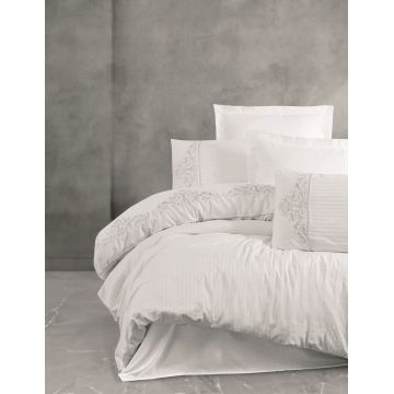 Lenjerie de pat dubla, Genny - White, Cotton Box, Bumbac Satinat