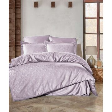 Lenjerie de pat dubla, Harley - Lilac, Şaheser, Bumbac Satinat